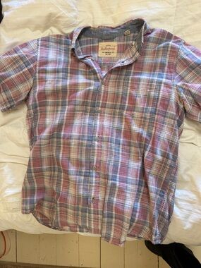 Weatherproof Men's Red and Blue Plaid Button-Down Shirt